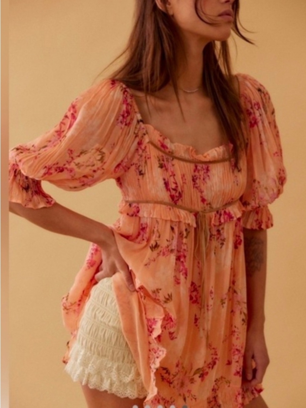 Free People Peach Marney Mini Dress